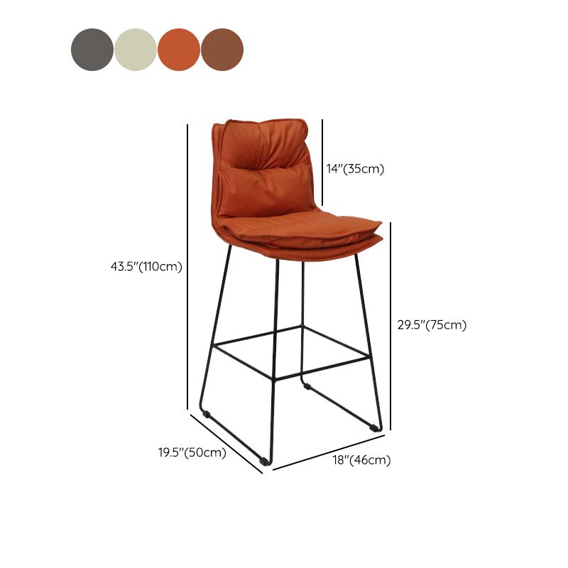 Modern Faux Leather Counter Stool Bar-height Bar Stool with Black Frame Clearhalo 'Bar Furniture' 'Bar Stools' 'bar_stools' 'furn' 'furn_bar_stools' 'Furniture' 'Kitchen & Dining Furniture' 1200x1200_b719d396-4613-47e5-9aab-8a1a08ce5ee6