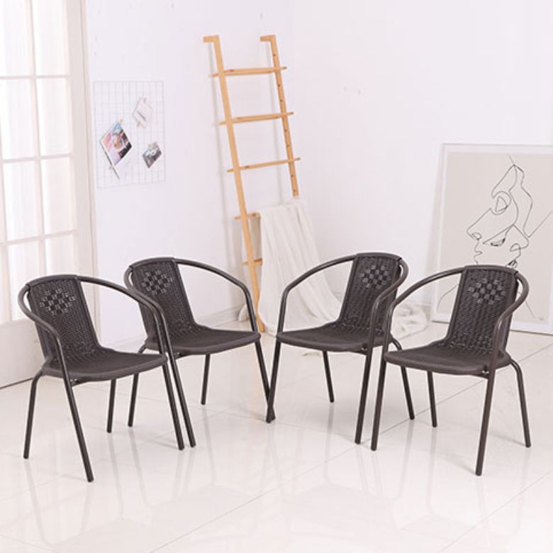Metal Frame Dining Chair Modern Indoor-Outdoor Stacking Arm Chair