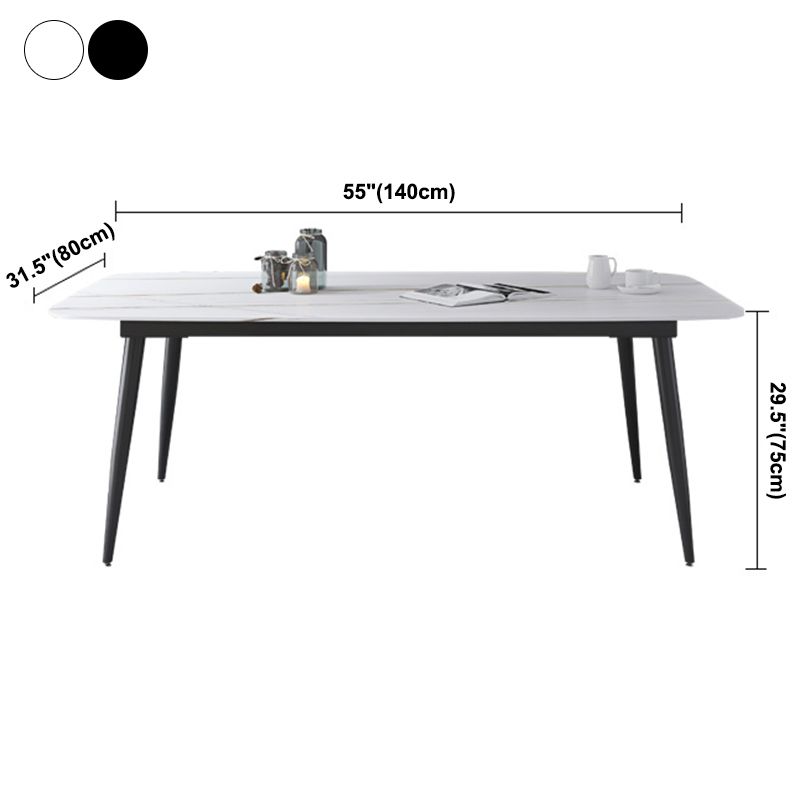Simplicity Style Home Sintered Stone Dining Table Carbon Steel Base Rectangle Table Clearhalo ' dining_table' 'Dining Tables & Seating' 'Dining Tables' 'furn' 'furn_dining_table' 'Furniture' 'furniture_dining_table' 'Kitchen & Dining Furniture' 'kitchen&dining_furn' 'kitchen' 'kitchen_dining_table' 1200x1200_b71b6116-5653-4a95-bec3-2b8bbc598376