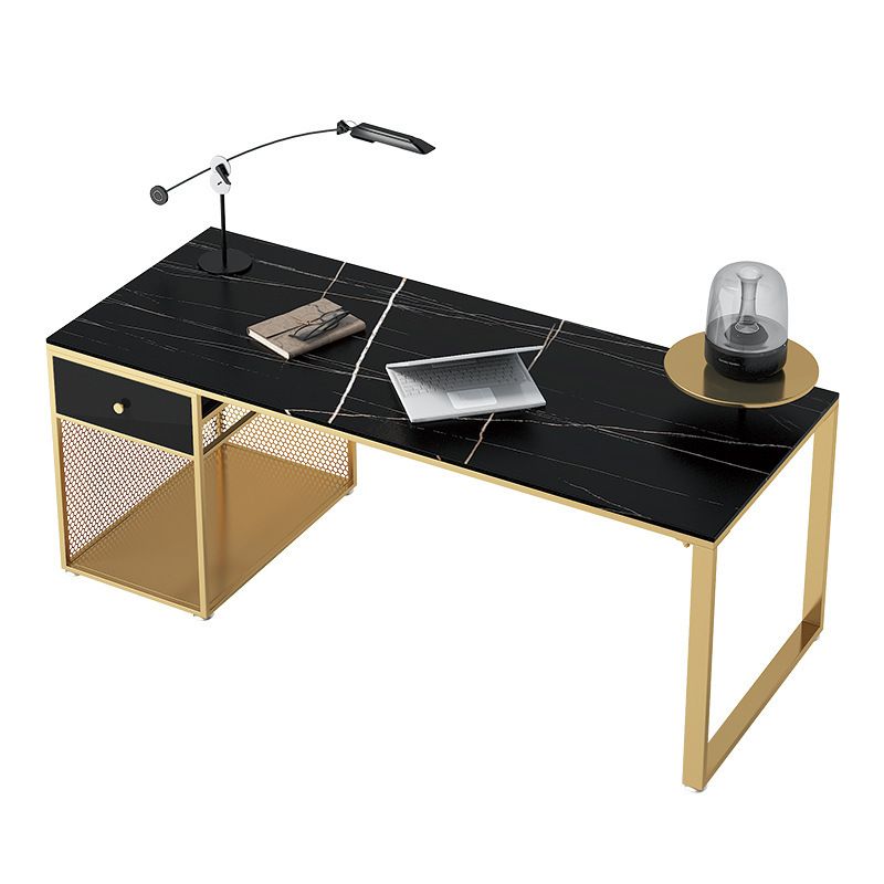 Glam Marble Mirrored Office Desk Pedestal 1-drawer Writing Desk Clearhalo 'furn' 'furn_office_desk' 'Furniture' 'Office Desks' 'Office Furniture' 'office_desk' 1200x1200_b71bae52-3013-431b-bb8a-d7f2698f99e8