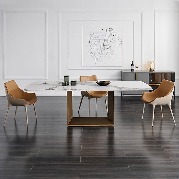 Mesa rectangular de la mesa de comedor de piedra sinterizada industrial con base de pedestal individual