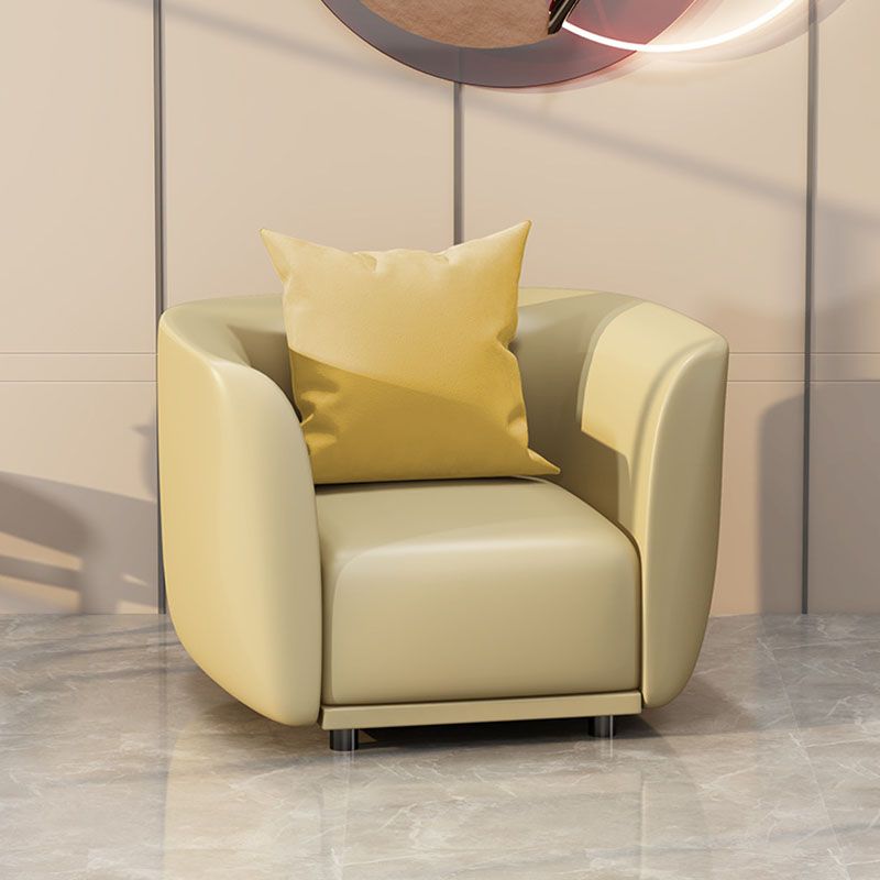 Modern Standard Leather Sofa Stationary Flared Arm Sofa for Living Room