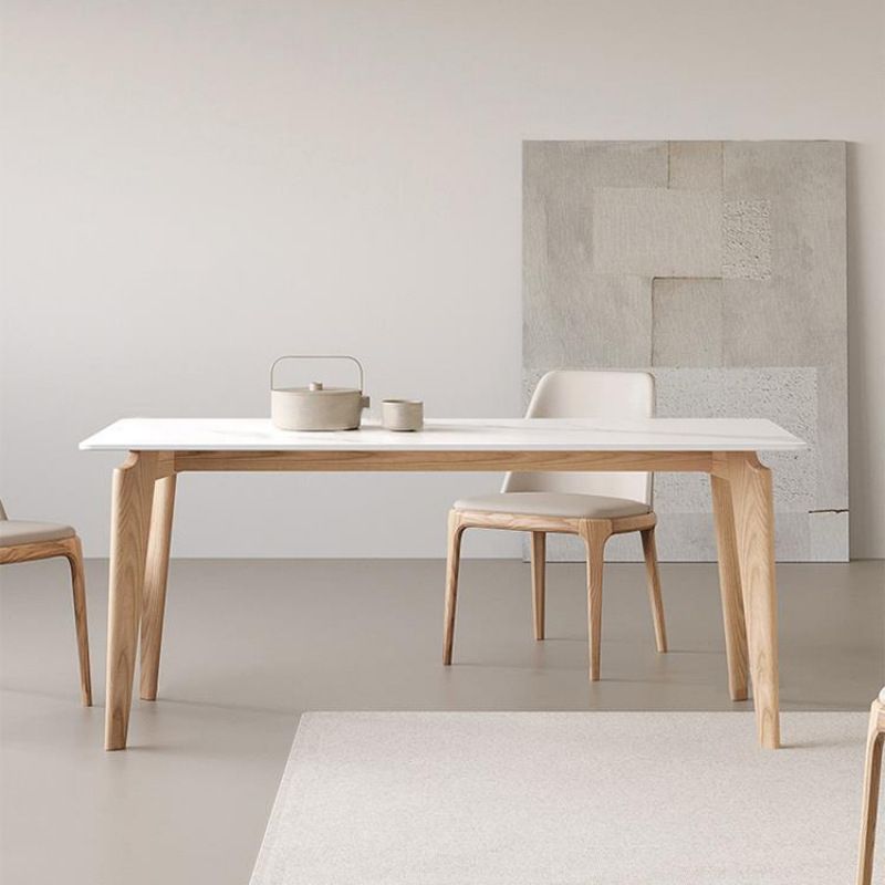 Medieval Rectangle Dining Table Sintered Stone Table with Wooden Legs Clearhalo 'Dining Tables & Seating' 'Dining Tables' 'dining_table' 'furn' 'furn_dining_table' 'Furniture' 'Kitchen & Dining Furniture' 1200x1200_b71d13dc-db39-451c-9e80-a9df582a689f