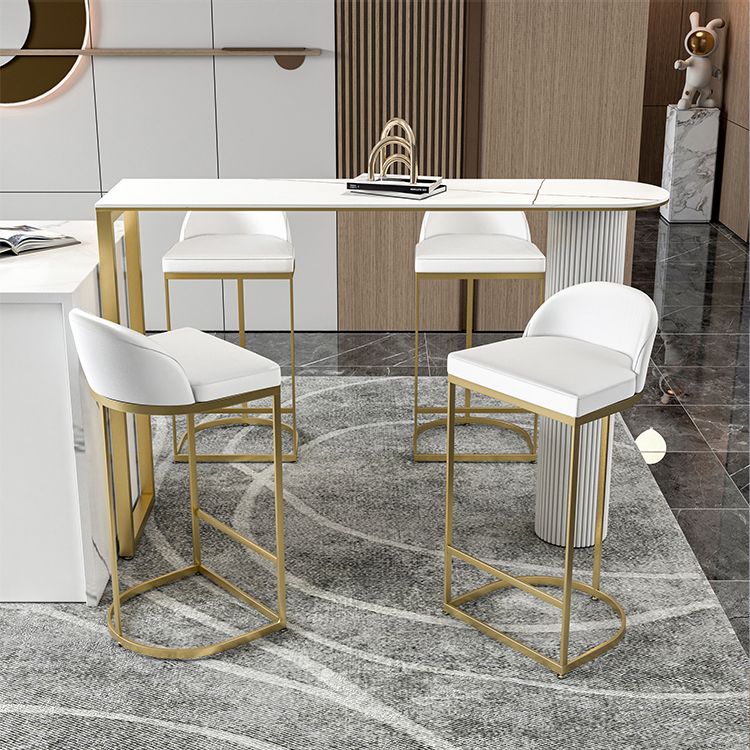 Glam White Bar Pub Table Set 1/5 Pcs Metal Base Bar Table and Stools Clearhalo 'Bar Furniture' 'furn' 'furn_home_bar_bar_sets' 'Furniture' 'Home Bars & Bar Sets' 'home_bar_bar_sets' 'Kitchen & Dining Furniture' 1200x1200_b71dc132-6158-4467-84b6-fd51a5735d1b
