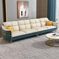 Glam 34.6" Wide Beige Settee Leather Gold Standard Seating for Living Room