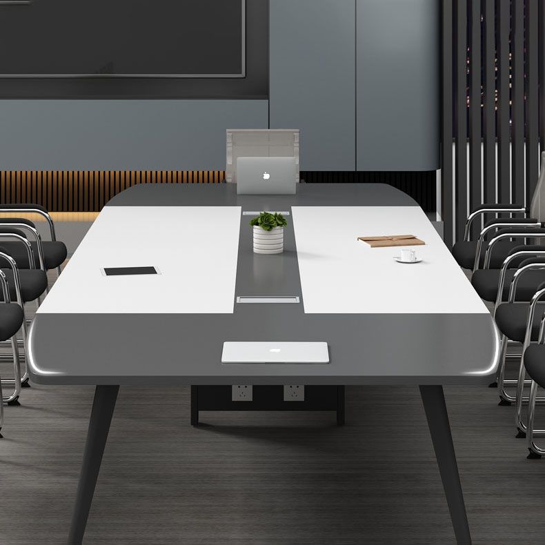 Industrial Curved Writing Desk Cable Management Office Desk with Parsons Base Clearhalo 'furn' 'furn_office_desk' 'Furniture' 'Office Desks' 'Office Furniture' 'office_desk' 1200x1200_b71f3fb9-18ed-4876-ba7f-d71ad3c184bf