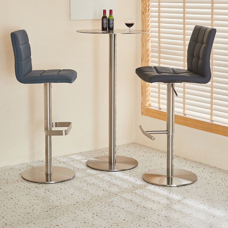 Table de salle à manger ronde en acier inoxydable, table de bar sur pied extérieur-intérieur