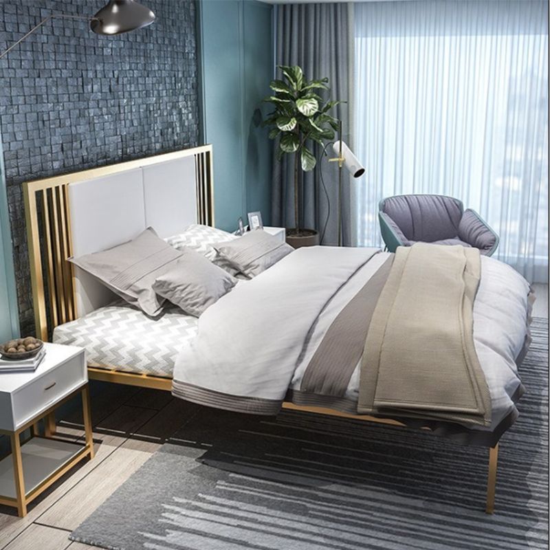 Metallbett-Rahmen-Set moderne 79-Zoll-Drahtnetz-Open-Frame-Bett mit Kopfteil