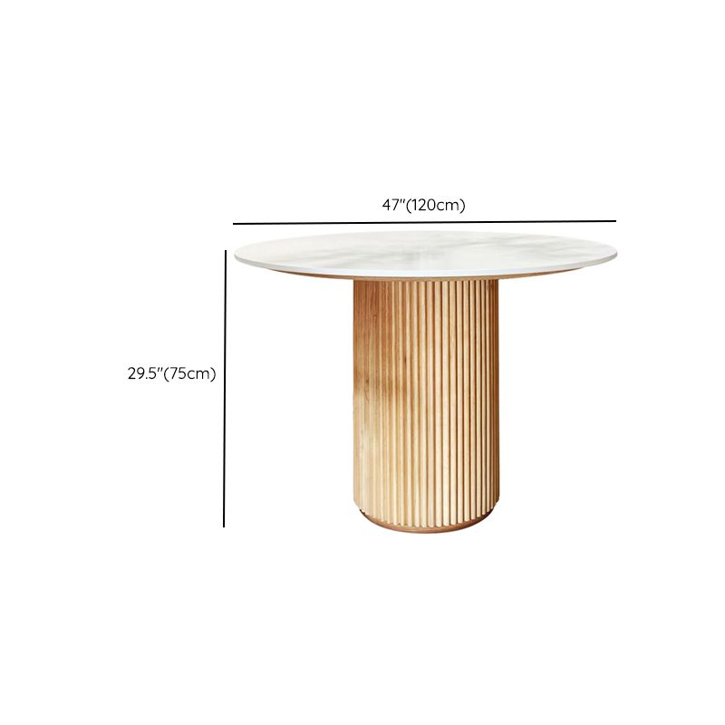 Mesa de comedor de piedra redonda Mesa de comedor moderna con base de pedestal de madera maciza