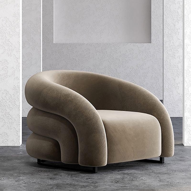 Velvet Barrel chaise 33,85 "Armoiries de large Chaise incluse pour le salon