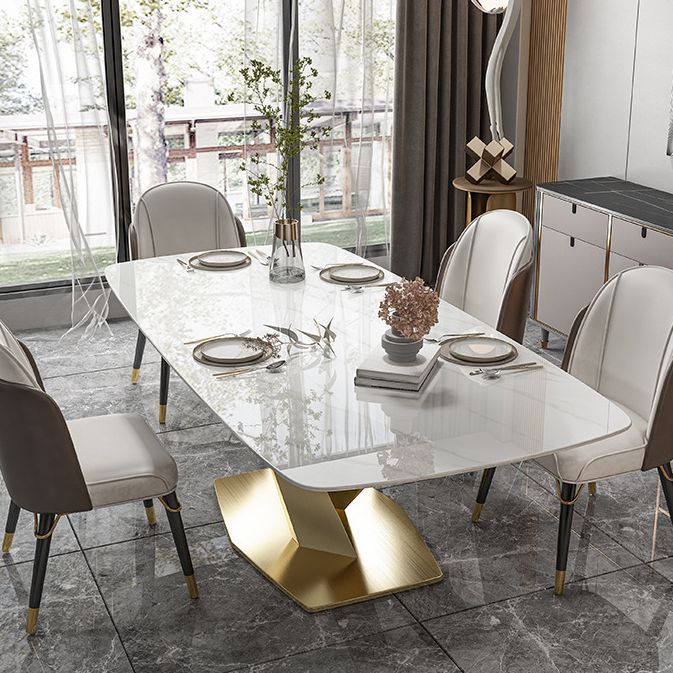 Rectangle Pedestal Table Luxury Style Stone Dining Room Collection for Home Clearhalo ' dining_table' 'Dining Tables & Seating' 'Dining Tables' 'furn' 'furn_dining_table' 'Furniture' 'furniture_dining_table' 'Kitchen & Dining Furniture' 'kitchen&dining_furn' 'kitchen' 'kitchen_dining_table' 1200x1200_b724d595-b50e-4b31-acc0-85ae3215a337