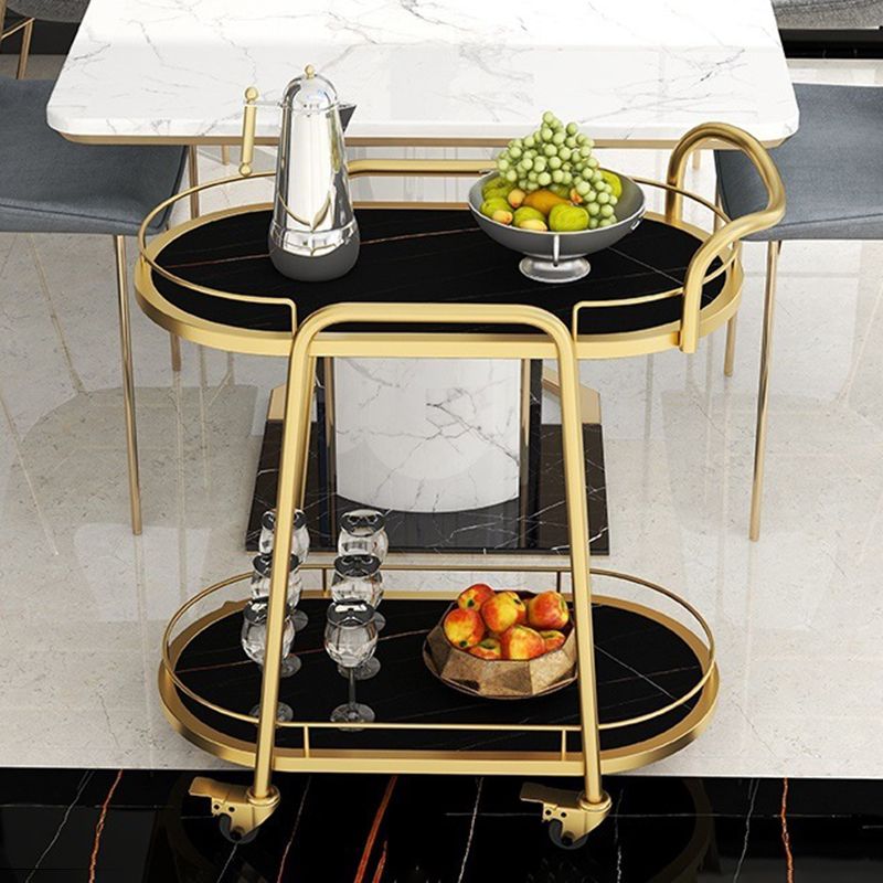 Hedendaagse ovale metalen prep Tabel 26.77 "W rollende voorbereidingstafel voor eetkamer