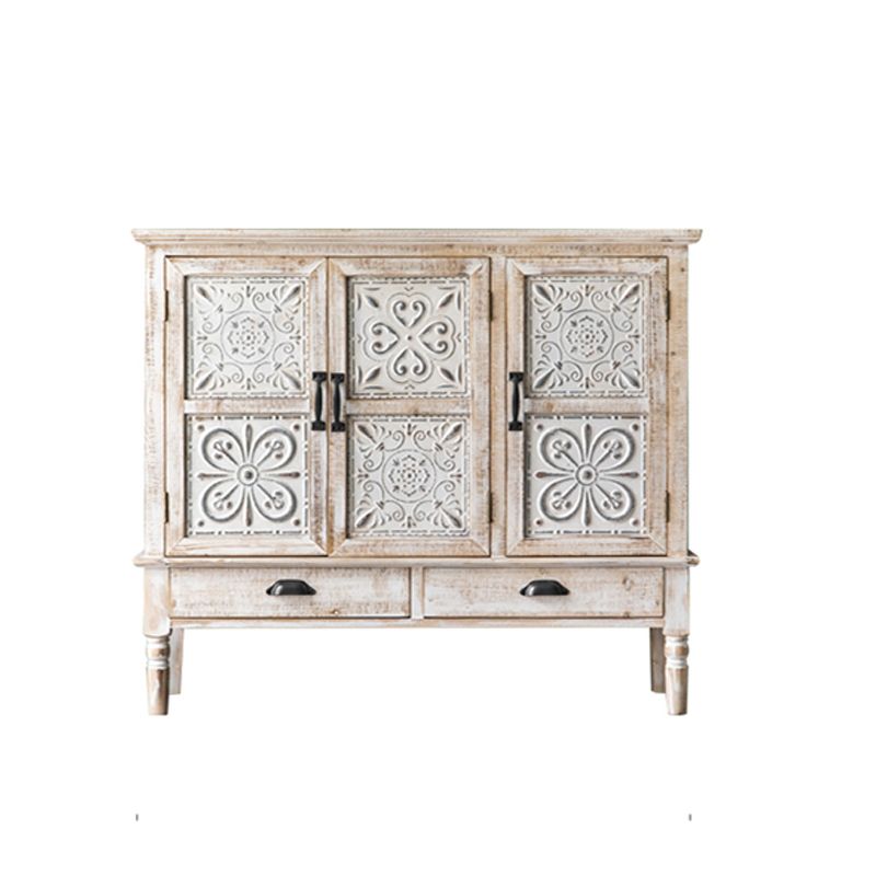 Industrial Rectangle Accent Cabinet Distressed Finish Fretwork Accent Cabinet Clearhalo 'Cabinets & Chests' 'cabinets_chests' 'furn' 'furn_cabinets_chests' 'Furniture' 'Living Room Furniture' 1200x1200_b7268ea3-7470-4dc8-84bf-a775a9d9a119