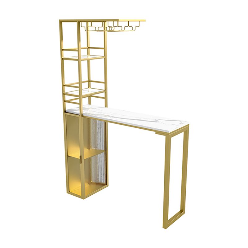 Glam Style Stone Top Counter Table 42-inch Height Table with Wine Rack for Dining Room Clearhalo 'Bar Furniture' 'Bar Tables' 'bar_tables' 'furn' 'furn_bar_tables' 'Furniture' 'furniture_bar_tables' 'Kitchen & Dining Furniture' 1200x1200_b727ec70-1d56-48ca-aab9-dfa7b2f7d0c8