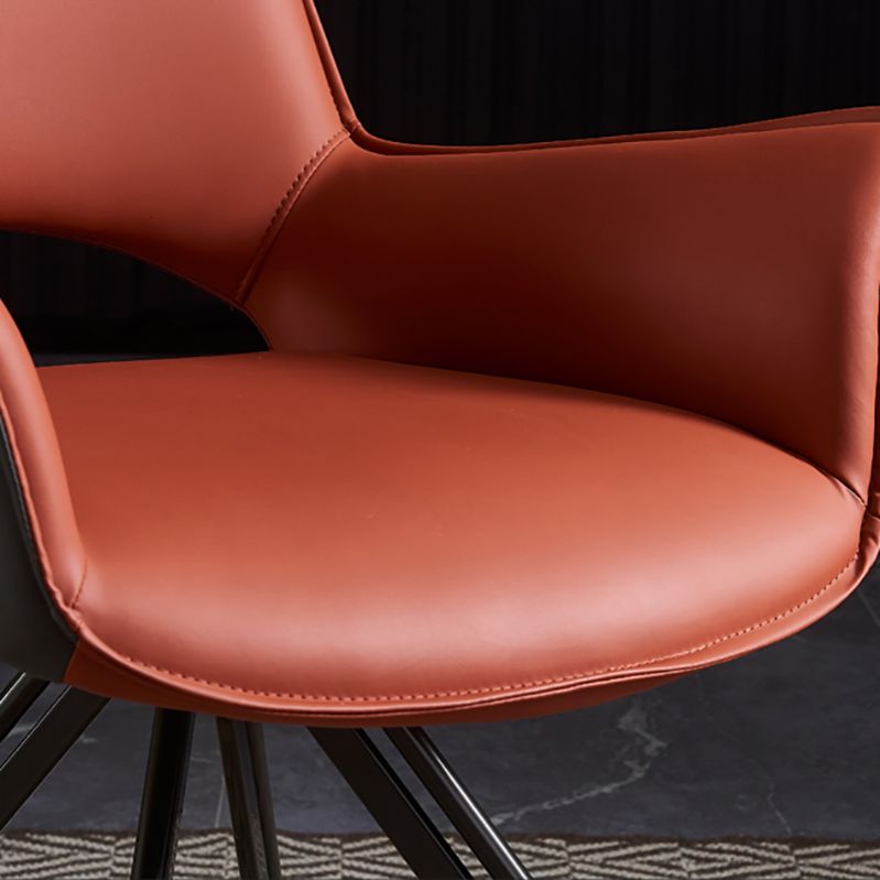 Industrial Style Arm Leather Dining Chairs Open Back Dining Side Chair for Home Clearhalo ' kitchen&dining_furn' 'Dining Chairs' 'Dining Tables & Seating' 'dining_chair' 'furn' 'furn_dining_chair' 'Furniture' 'furniture_dining_chair' 'Kitchen & Dining Furniture' 'kitchen' 1200x1200_b7284155-6732-4966-ae98-e6366179d7ab