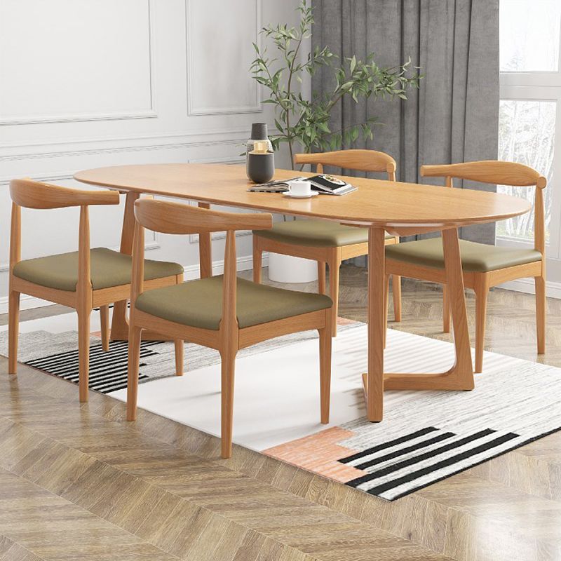 Modern Oval Dining Table Pine Solid Wood Dining Table for Kitchen Clearhalo 'Dining Tables & Seating' 'Dining Tables' 'dining_table' 'furn' 'furn_dining_table' 'Furniture' 'Kitchen & Dining Furniture' 1200x1200_b72faa95-1b99-43f7-ab52-2820497aaa5a