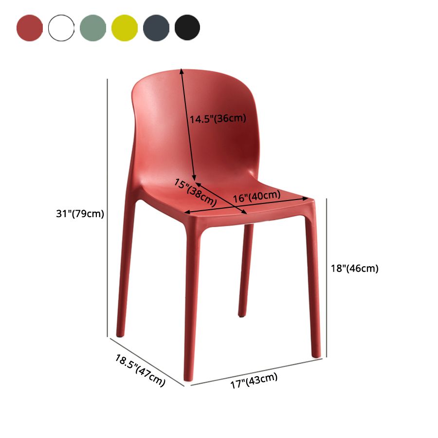 Plastic Stackable Dining Side Chair Solid Back Armless Dining Chairs (Set of 4) Clearhalo ' kitchen&dining_furn' 'Dining Chairs' 'Dining Tables & Seating' 'dining_chair' 'furn' 'furn_dining_chair' 'Furniture' 'furniture_dining_chair' 'Kitchen & Dining Furniture' 'kitchen' 1200x1200_b7300c4b-fa6e-45c7-a886-40c8e51cc348