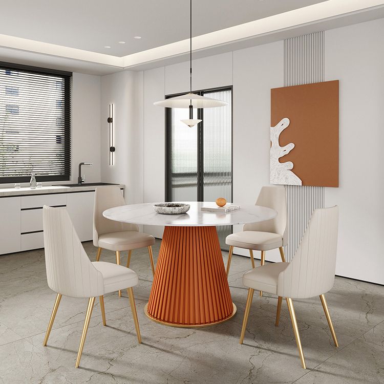 Round Sintered Stone White Dining Table Simplicity Pedestal Table for Dining Room Clearhalo ' dining_table' 'Dining Tables & Seating' 'Dining Tables' 'Furniture' 'furniture_dining_table' 'Kitchen & Dining Furniture' 'kitchen&dining_furn' 'kitchen' 'kitchen_dining_table' 1200x1200_b7306a8b-3ac9-41c7-bd76-e63f4ea4b462