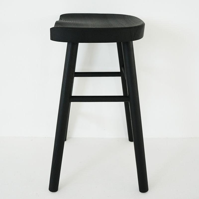 Contemporary Black Ash Solid Wood Armless Bar Stool with Footrest Clearhalo 'Bar Furniture' 'Bar Stools' 'bar_stools' 'furn' 'furn_bar_stools' 'Furniture' 'Kitchen & Dining Furniture' 1200x1200_b730d5d7-7a31-4b4a-b5c6-9ae3e1267b2a