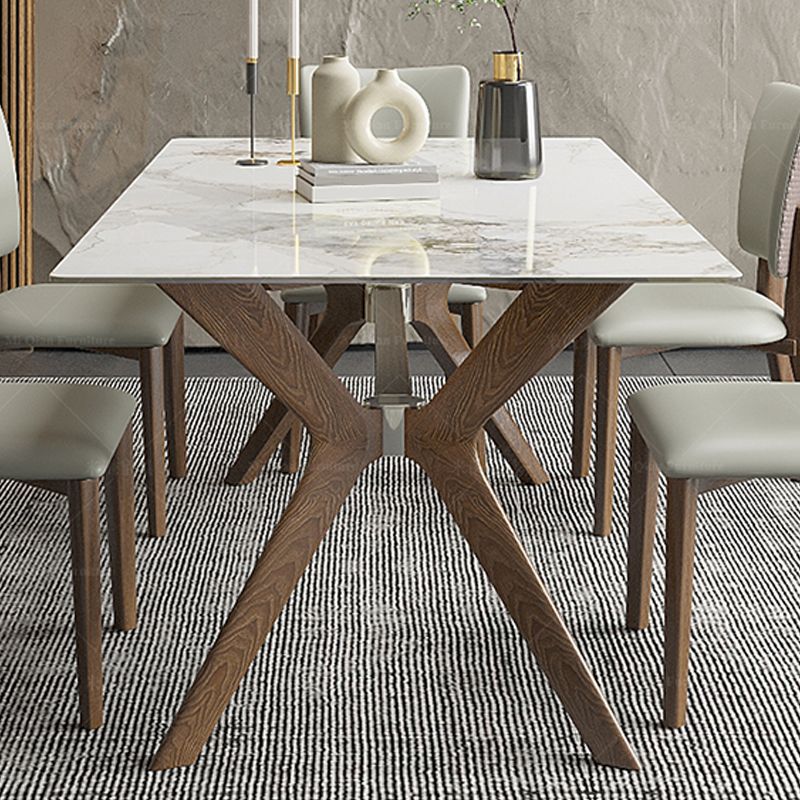 Moderner Tisch mit gesinterter Steinplatte, rechteckiger Tisch mit Holzsockel