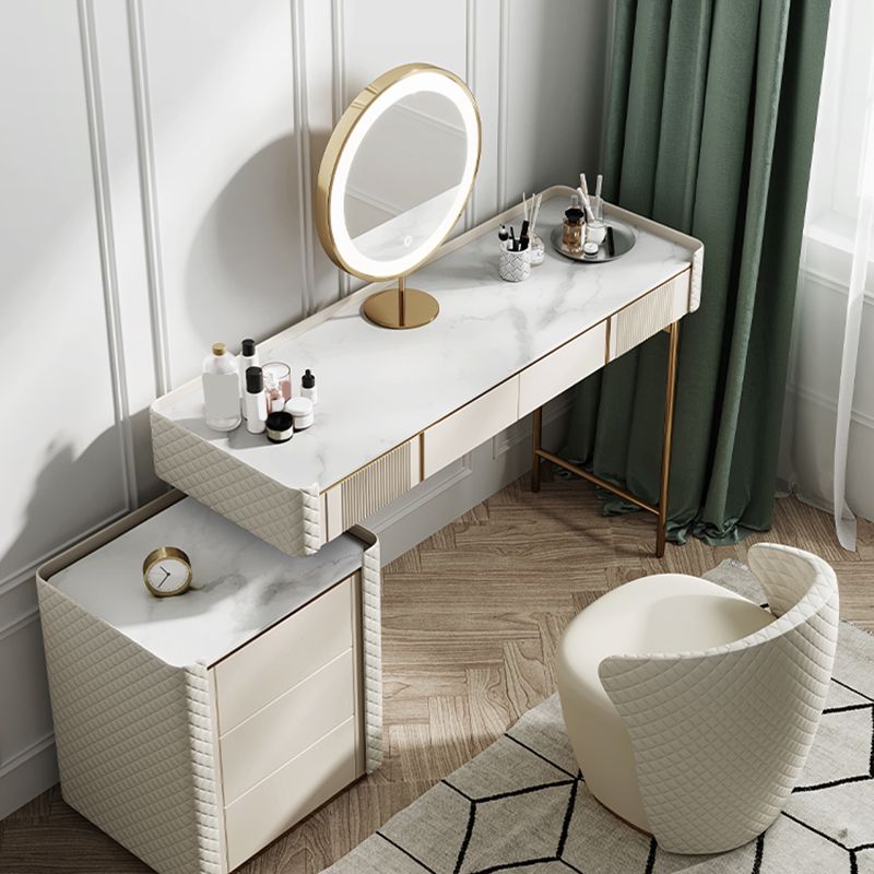 Glam Slate Top Vanity Dressing Table Beige Wooden Makeup Vanity Desk Clearhalo 'Bedroom Furniture' 'furn' 'furn_makeup_vanities' 'Furniture' 'Makeup Vanities' 'makeup_vanities' 1200x1200_b7338959-3ea5-4dc1-a8fc-a8b1b3de937e