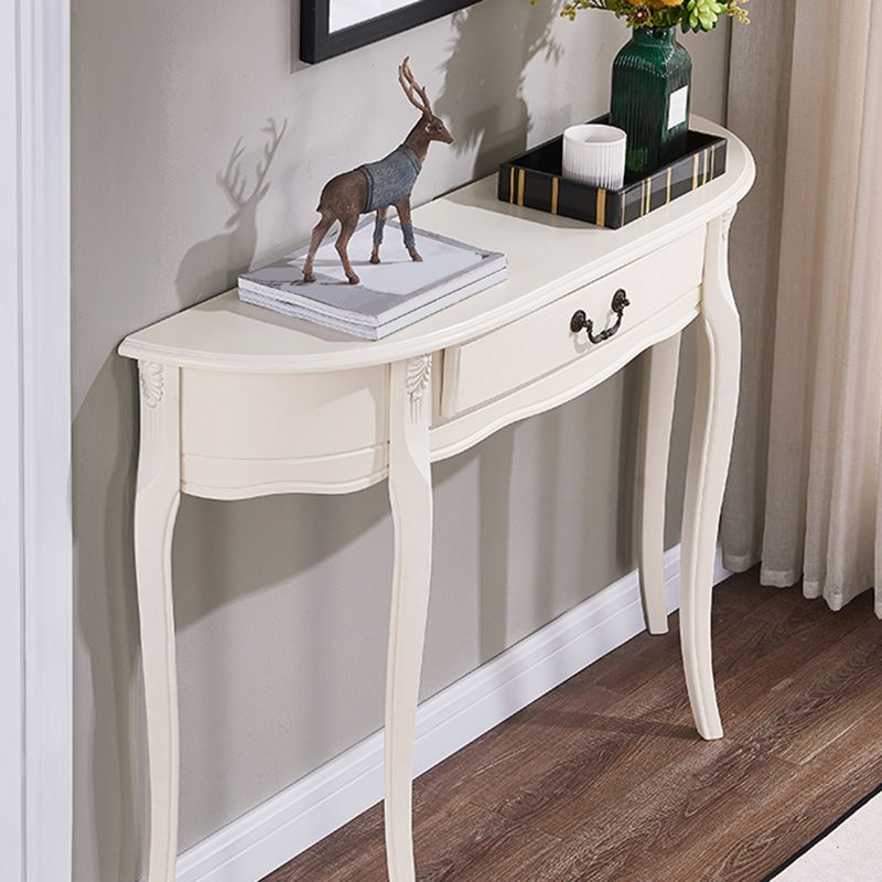 Console mezzaluna moderna di metà secolo in marrone bianco/scuro