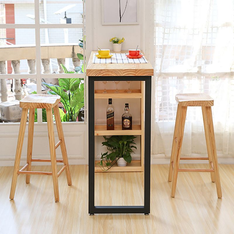 Rectangle Wood Top Counter Table Metal Black Legs Industrial Bar Table Clearhalo 'Bar Furniture' 'Bar Tables' 'bar_tables' 'furn' 'furn_bar_tables' 'Furniture' 'furniture_bar_tables' 'Kitchen & Dining Furniture' 'kitchen&dining_furn' 'kitchen' 1200x1200_b733f3c3-f1d6-4b87-b818-ec547253105c