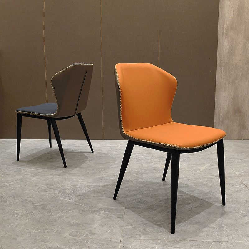 Silla lateral de ala sin ala sin cable de cena de cuero contemporáneo para uso de restaurantes