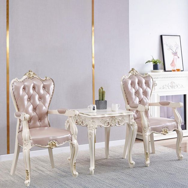 European Style Birch Parsons Side Chair Light Color Leather Dining Chair with White Legs Clearhalo ' kitchen&dining_furn' 'Dining Chairs' 'Dining Tables & Seating' 'dining_chair' 'furn' 'furn_dining_chair' 'Furniture' 'furniture_dining_chair' 'Kitchen & Dining Furniture' 'kitchen' 1200x1200_b734ae7d-f31e-4d8b-94a6-9a1a0ddce152