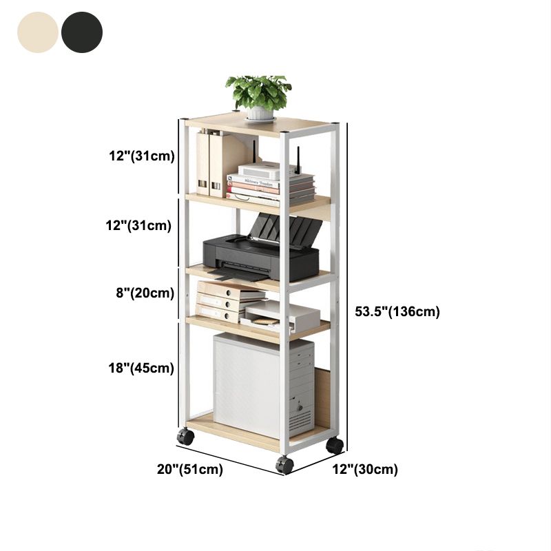 Modern Style Bookshelf Open Back Bookcase with Caster Wheels for Office Clearhalo 'Bookcases' 'furn' 'furn_bookcases' 'Furniture' 'Office Furniture' 1200x1200_b734bc4e-9073-4bc2-a0c9-f7468d5aaf94