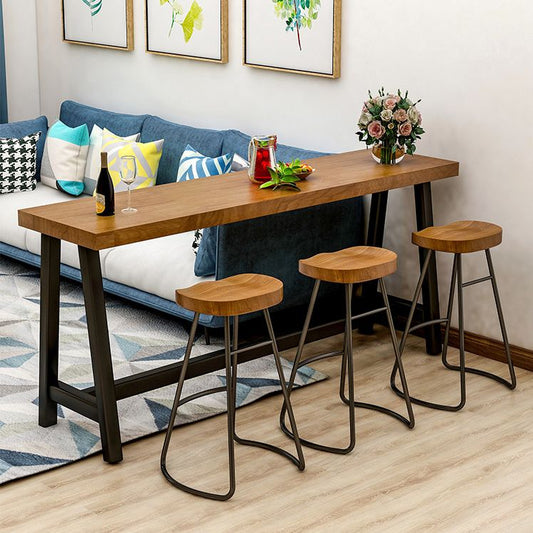 Industrial Dining Table Wooden Bar Counter Table for Kitchen Clearhalo 'Bar Furniture' 'Bar Tables' 'bar_tables' 'furn' 'furn_bar_tables' 'Furniture' 'furniture_bar_tables' 'Kitchen & Dining Furniture' 1200x1200_b7352ae9-6e5c-4ae0-901a-59376847cfe8