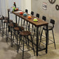 Coffee Shop Rectangle Wood Top Counter Table Iron Base Industrial Bar Table Clearhalo 'Bar Furniture' 'Bar Tables' 'bar_tables' 'furn' 'furn_bar_tables' 'Furniture' 'furniture_bar_tables' 'Kitchen & Dining Furniture' 1200x1200_b7357b04-cb29-4bc6-9d74-cbc75ef810cb