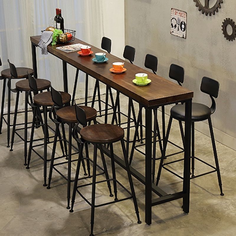 Coffee Shop Rectangle Wood Top Counter Table Iron Base Industrial Bar Table Clearhalo 'Bar Furniture' 'Bar Tables' 'bar_tables' 'furn' 'furn_bar_tables' 'Furniture' 'furniture_bar_tables' 'Kitchen & Dining Furniture' 1200x1200_b7357b04-cb29-4bc6-9d74-cbc75ef810cb