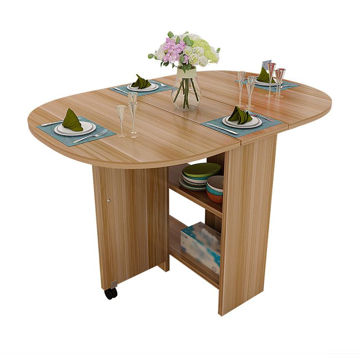 Solid Wood Mid-Century Modern Table Oval Solid Wood Top Table with Drop Leaf Clearhalo ' dining_table' 'Dining Tables & Seating' 'Dining Tables' 'furn' 'furn_dining_table' 'Furniture' 'furniture_dining_table' 'Kitchen & Dining Furniture' 'kitchen&dining_furn' 'kitchen' 'kitchen_dining_table' 1200x1200_b736e4ce-4331-4159-8c1b-fe07009ab691