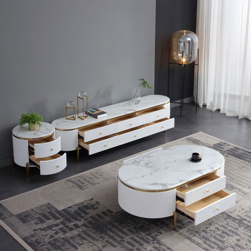 Glam TV Media Stand Enclosed Storage Media Console with 6 Drawers Clearhalo 'furn' 'furn_tv_stands_entertainment_centers' 'Furniture' 'Living Room Furniture' 'TV Stands & Entertainment Centers' 'TV Stands & Media Storage Furniture' 'tv_stands_entertainment_centers' 1200x1200_b737c890-f4e6-43f8-87c7-ef70babf3a87