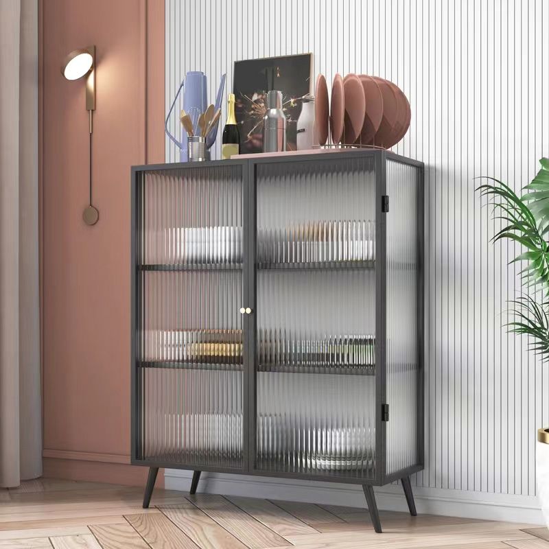 Armoire à plate-forme en métal moderne Batteur de rangement à la maison avec porte en verre