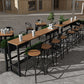 Modern Style Bar Table Solid Wood and Black Iron Base Coffee Shop Bar Table Clearhalo 'Bar Furniture' 'Bar Tables' 'bar_tables' 'furn' 'furn_bar_tables' 'Furniture' 'furniture_bar_tables' 'Kitchen & Dining Furniture' 'kitchen&dining_furn' 'kitchen' 1200x1200_b7386f2f-fb24-43e4-92fe-1c7bb185a5f3