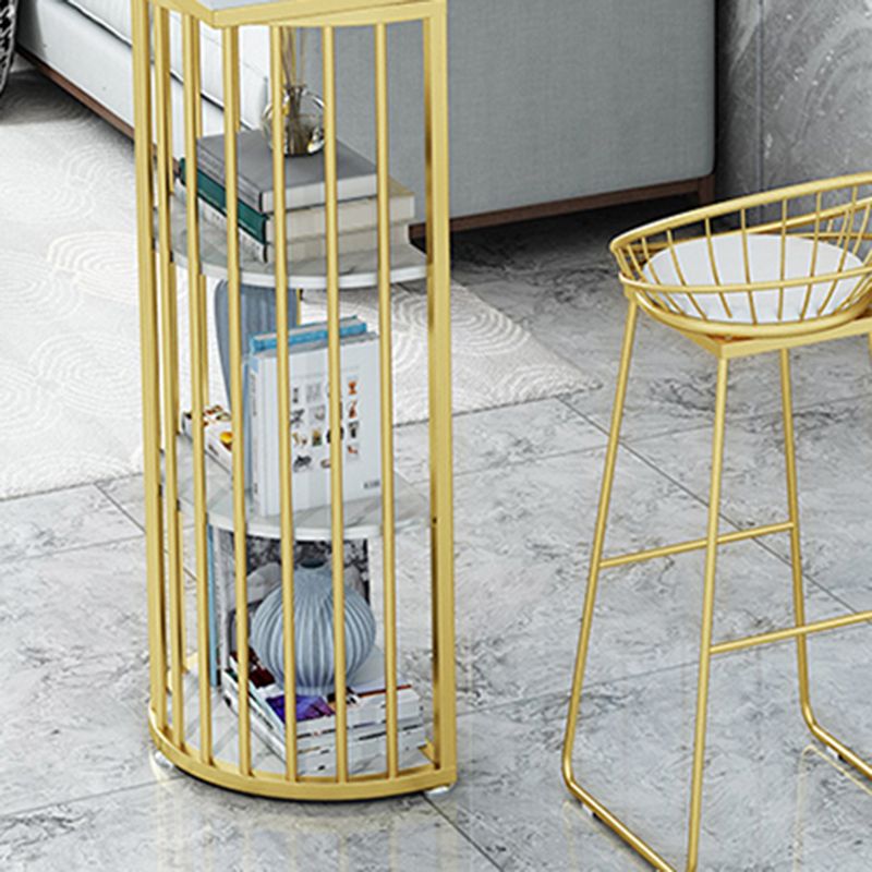 Gouden woonkamer pubhoogte eettafel marmeren hedendaagse bistro tafel met opslag