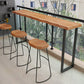 Mesa de comedor industrial con barra de pedestal doble, mesa de bar superior de madera maciza