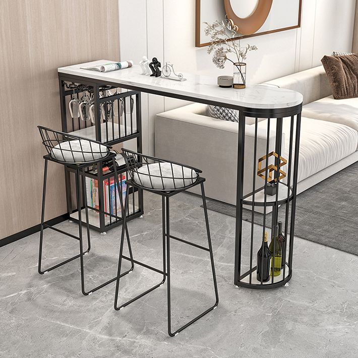 Modern Rectangle Bar Dining Table with Shelf Bar Height Table 42-Inch Top Clearhalo 'Bar Furniture' 'Bar Tables' 'bar_tables' 'furn' 'furn_bar_tables' 'Furniture' 'furniture_bar_tables' 'Kitchen & Dining Furniture' 'kitchen&dining_furn' 'kitchen' 1200x1200_b73bf219-65da-4f79-9bfc-fc7da2b56c06