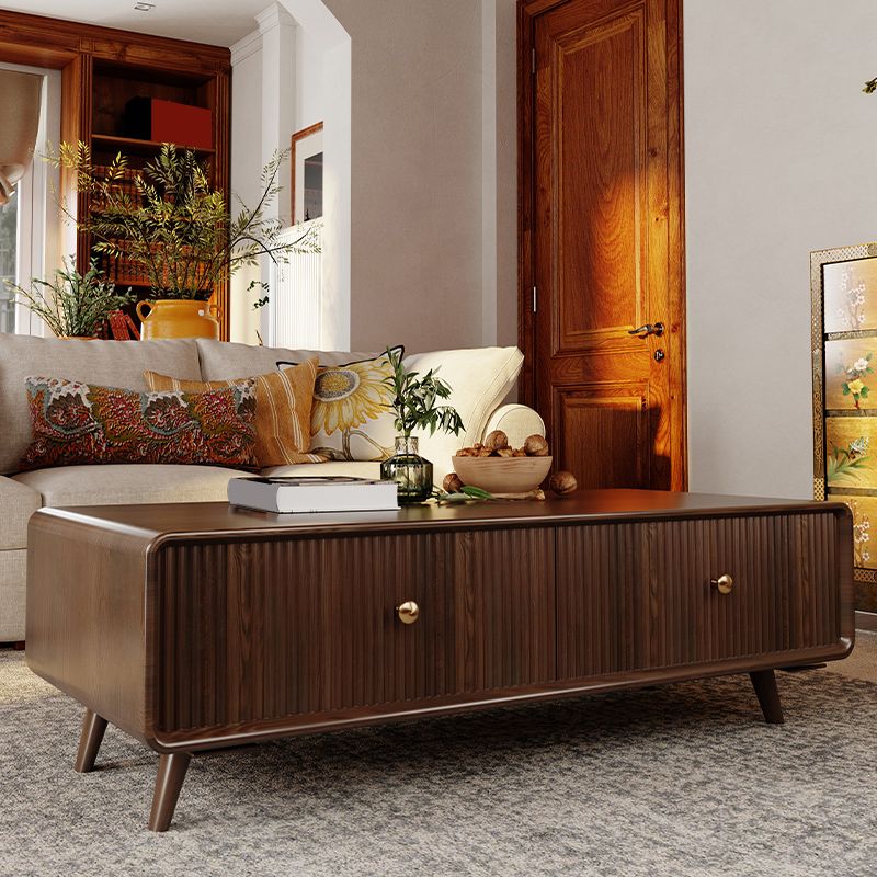 Solid Wood Mid-Century Modern Rectangle Brown Coffee Table with Storage Drawers Clearhalo 'Coffee & Accent Tables' 'Coffee Tables' 'coffee_tables' 'furn' 'furn_coffee_tables' 'Furniture' 'Living Room Furniture' 1200x1200_b73de9c3-08ee-4e56-86b9-35873df58833