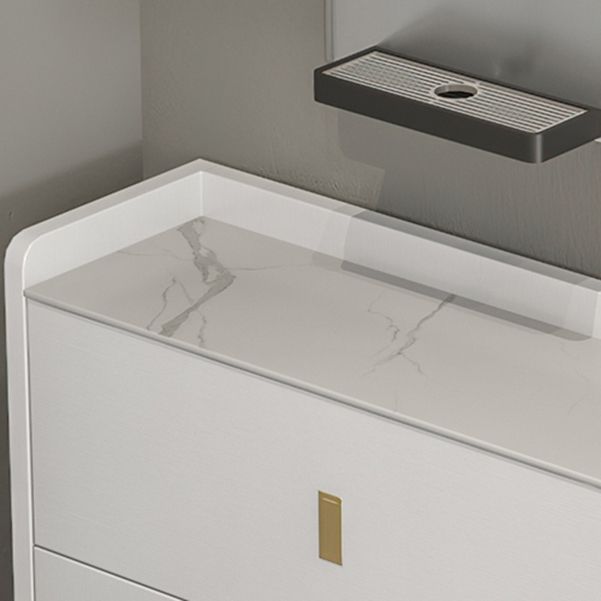 Pista de madera blanca de 1 cortavadora servidor moderno con encimera de piedra para sala de estar