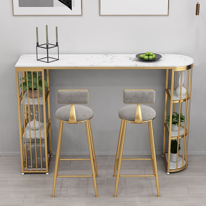 Table de bar de style Glam, table de bistro à double caisson en faux marbre avec rangement