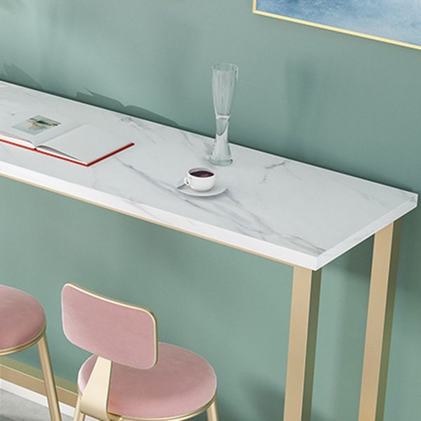 Glam Pub Table with Gold Metal Trestle Rectangle Wood Top Bar Table Clearhalo 'Bar Furniture' 'Bar Tables' 'bar_tables' 'furn' 'furn_bar_tables' 'Furniture' 'Kitchen & Dining Furniture' 1200x1200_b7403d0c-9769-41b0-908e-ba30a9bb0c52