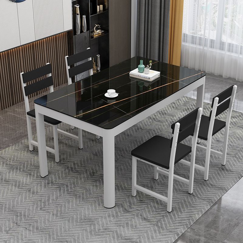 Metal Modern Rectangle Indoor Table Glass Top Table for Dining Room and Kitchen Clearhalo 'Dining Tables & Seating' 'Dining Tables' 'dining_table' 'furn' 'furn_dining_table' 'Furniture' 'Kitchen & Dining Furniture' 1200x1200_b7407e03-28f6-4cde-b210-23d1c9bed0a6