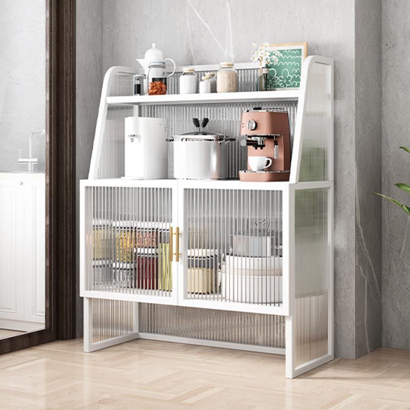 Aparador de metal para la sala de estar servidor de comedor con 2 puertas de vidrio