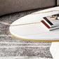 Glam Pedestal Cocktail Table Oval Coffee Cocktail Table for Home