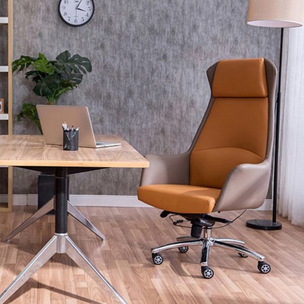 Modern Style Task Chair Leather Office Chair with Fixed Arms Clearhalo 'furn' 'furn_office_chair' 'Furniture' 'Office Chairs' 'Office Furniture' 'office_chair' 1200x1200_b744a870-a654-4eb5-9ee9-30d624d1656d