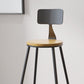 Contemporary Bar Stools Low Back Dining Stools with Black Metal Base