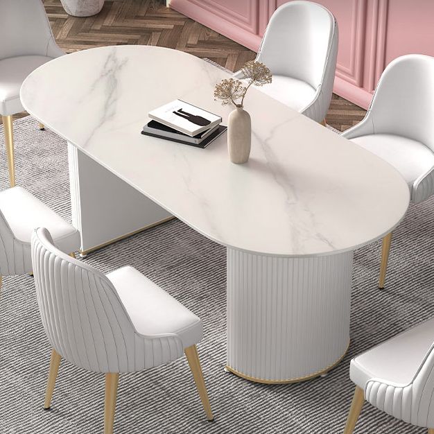 Metal Modern Oval Dining Table Sintered Stone Indoor Table for Dining Room and Kitchen Clearhalo ' dining_table' 'Dining Tables & Seating' 'Dining Tables' 'furn' 'furn_dining_table' 'Furniture' 'furniture_dining_table' 'Kitchen & Dining Furniture' 'kitchen&dining_furn' 'kitchen' 'kitchen_dining_table' 1200x1200_b7476196-4a6a-4c03-99ba-d75c01f032ec